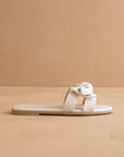 The Ginny | White Textured Bow Slide