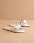 The Ginny | White Textured Bow Slide