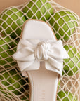 The Ginny | White Textured Bow Slide