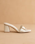 The Glendale | White Bamboo Buckle Sandal