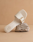 The Glendale | White Bamboo Buckle Sandal