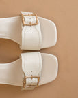 The Glendale | White Bamboo Buckle Sandal