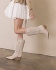 The Gabby | Light Grey Perforated Western Boot