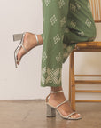 The Giza | Metallic Silver Glittery architectural block heel