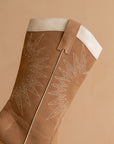 The Halle | Camel Paneled Cowboy Boot with Snake Print Detailing
