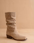 The Harrison | Almond Premium Faux Leather Slouch Western Boot