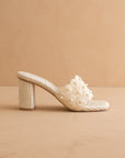 The Holland | Ivory Pearl Raffia Block Heel Mule