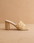 The Holland | Natural Pearl Raffia Block Heel Mule