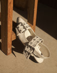 The Harlow | White Double Buckle Pointed Ballet Flat