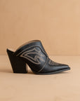 The Kiara | Black Western Inspired Heeled Mule