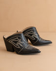 The Kiara | Black Western Inspired Heeled Mule