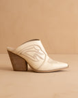 The Kiara | Off White Western Inspired Heeled Mule