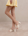 The Holland | Ivory Pearl Raffia Block Heel Mule