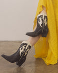 The Houston | Black Layered panel cowboy boot