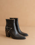 The Jackson | Black Pointed Toe Moto Bootie