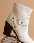 The Jackson | White Pointed Toe Moto Bootie