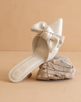 The Jane | White Pointed Toe Bow Accent Kitten Heel