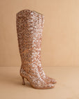 The Jewel | Rose Gold Knee High Sequin Boot