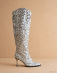 The Jewel | Silver Knee High Sequin Boot