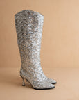 The Jewel | Silver Knee High Sequin Boot