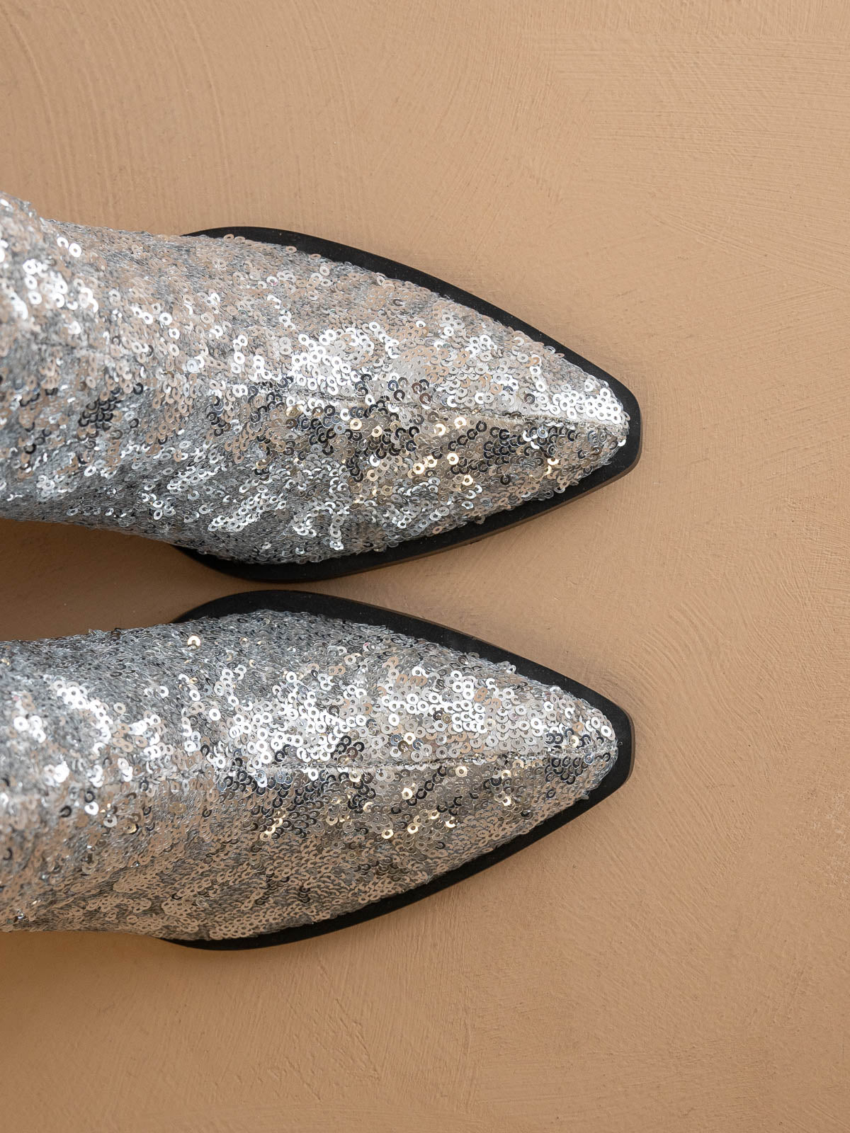 The Jewel | Silver Knee High Sequin Boot