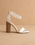 The Josie | White Ankle Chain Heel