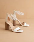 The Josie | White Ankle Chain Heel