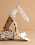 The Josie | White Ankle Chain Heel