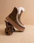 The Joyce | Dark Cheetah Shearling Trim Platform Boot