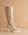The Juniper | Beige Platform Knee-High Boots