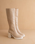 The Juniper | Beige Platform Knee-High Boots