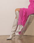 The Jewel | Silver Knee High Sequin Boot