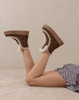 The Joyce | Dark Cheetah Shearling Trim Platform Boot