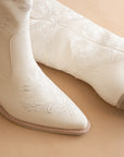 The Kamilla | White Suede Cowboy Boot with Embroidery