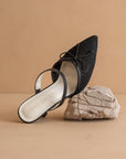 The Katie | Black Lace Pointed Toe Mid Heel Mule