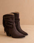 The Kendra | Coffee Fringe Slouch Bootie