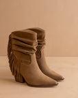 The Kendra | Tan Fringe Slouch Bootie