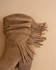 The Kendra | Tan Fringe Slouch Bootie