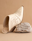 The Kiara | Off White Western Inspired Heeled Mule