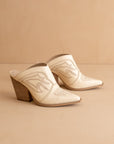 The Kiara | Off White Western Inspired Heeled Mule