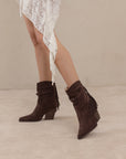 The Kendra | Coffee Fringe Slouch Bootie
