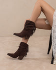 The Kendra | Coffee Fringe Slouch Bootie