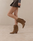 The Kendra | Tan Fringe Slouch Bootie