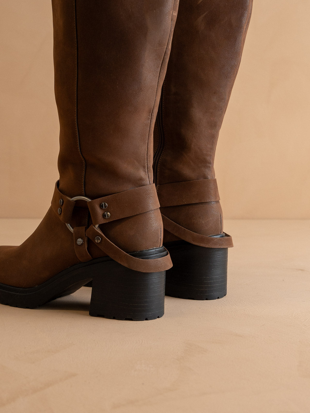 The Leanne | Coffee Moto Knee High Boot