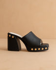 The Leona | Black Studded Platform Heel