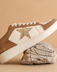 The Liberty | Camel Glitter Star Sneaker