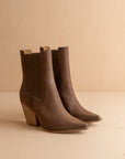 The Lydia | Coffee Suede Pointed Toe Western Bootie
