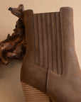 The Lydia | Coffee Suede Pointed Toe Western Bootie