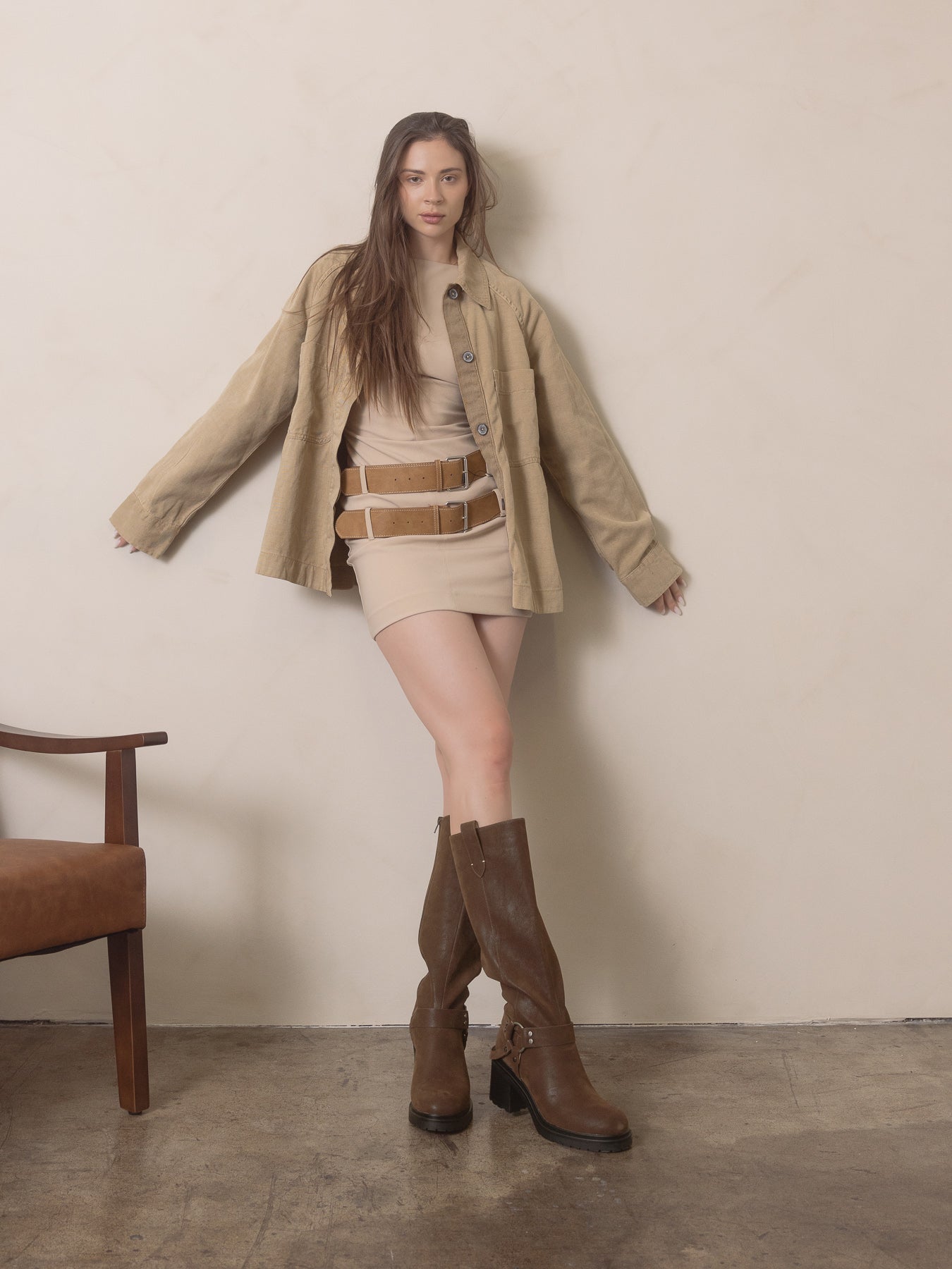 The Leanne | Coffee Moto Knee High Boot