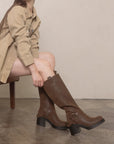 The Leanne | Coffee Moto Knee High Boot